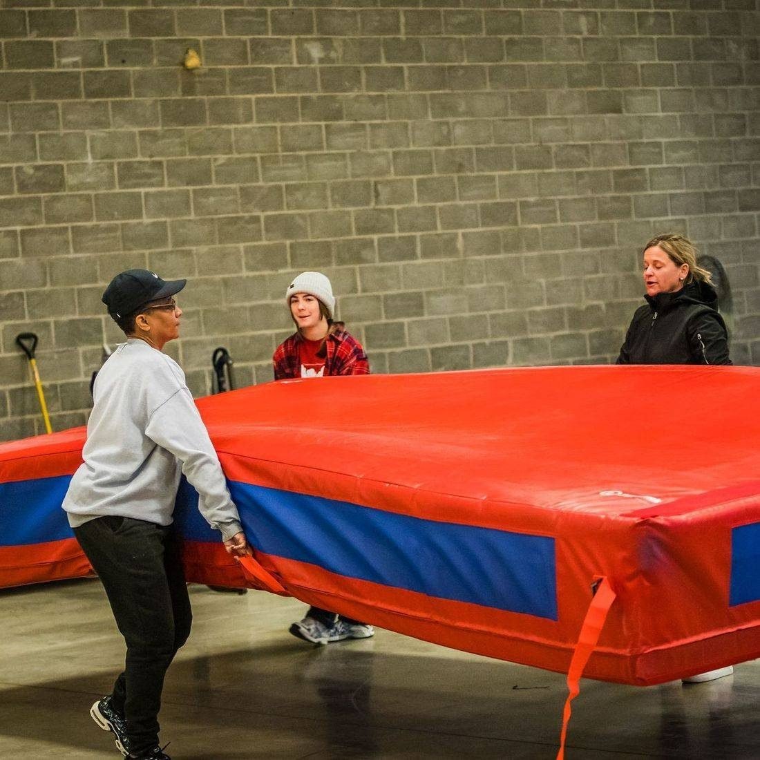 Setting up the competition mats